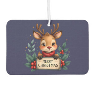 Désodorisant Pour Voiture Joli renne de Noël avec Holly et signe