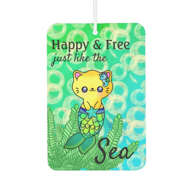 Désodorisant Pour Voiture Jolie Mermaid Chat Ocean Wave Bubble (Devant)