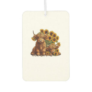Désodorisant Pour Voiture Jolie vache écossaise Highland Sunflower Mothers D