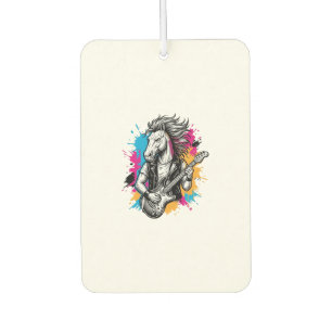 Désodorisant Pour Voiture Joueur de guitare à cheval T-Shirt gravure vintage