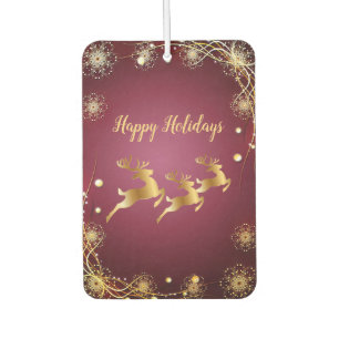 Désodorisant Pour Voiture Jour de Noël Golden Reindeers Rouge rose Élégant