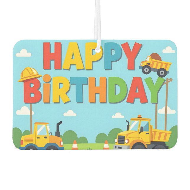 Désodorisant Pour Voiture Joyeux anniversaire thème constructeur de bâtiment (Devant)