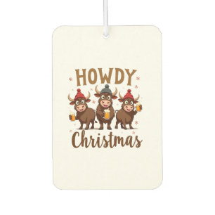 Désodorisant Pour Voiture Joyeux Noël Drôle Vache Highland Cow Xmas Amoureux