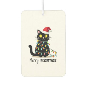 Désodorisant Pour Voiture Joyeux Noël Kissmyass Drôle de Chat Lumières Premi