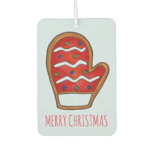 Désodorisant Pour Voiture Joyeux Noël Rouge Mitten Cookie Noël