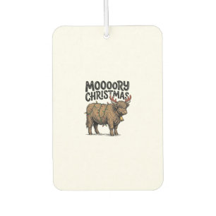Désodorisant Pour Voiture Joyeux Noël Vache Highland Gravure Vintage T