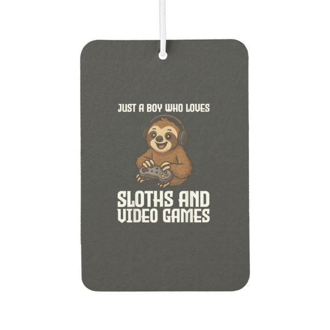 Désodorisant Pour Voiture Juste un garçon qui aime les paresseux et les jeux (Devant)