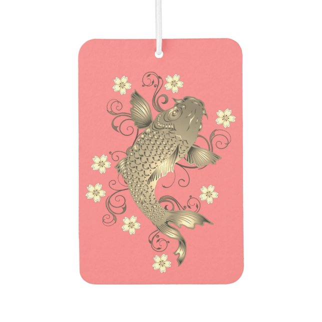 Désodorisant Pour Voiture Koi poisson pêche et or oriental floral (Devant)
