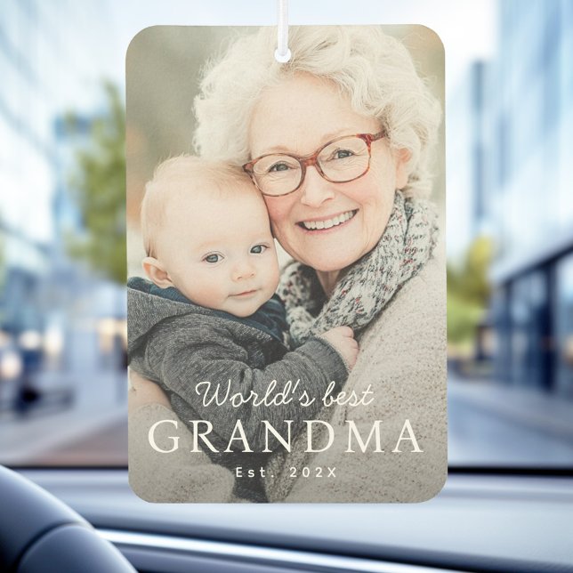 Désodorisant Pour Voiture La meilleure grand-mère du monde photo de l'année  (World's best grandma grandmother est year photo air freshener)