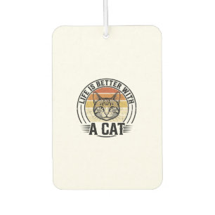 Désodorisant Pour Voiture La vie est meilleure avec un chat vintage chat con