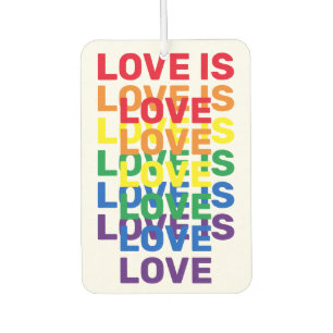 Désodorisant Pour Voiture L'amour est amour arc-en-ciel motif de typographie