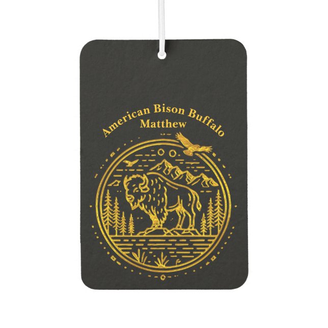 Désodorisant Pour Voiture Le bison se tient majoritairement dans un paysage  (Devant)