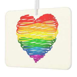 Désodorisant Pour Voiture Le cœur arc-en-ciel de SlipperyJoe griffonné tourb