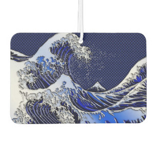 Désodorisant Pour Voiture Le grand Hokusai Wave Chrome style carbone