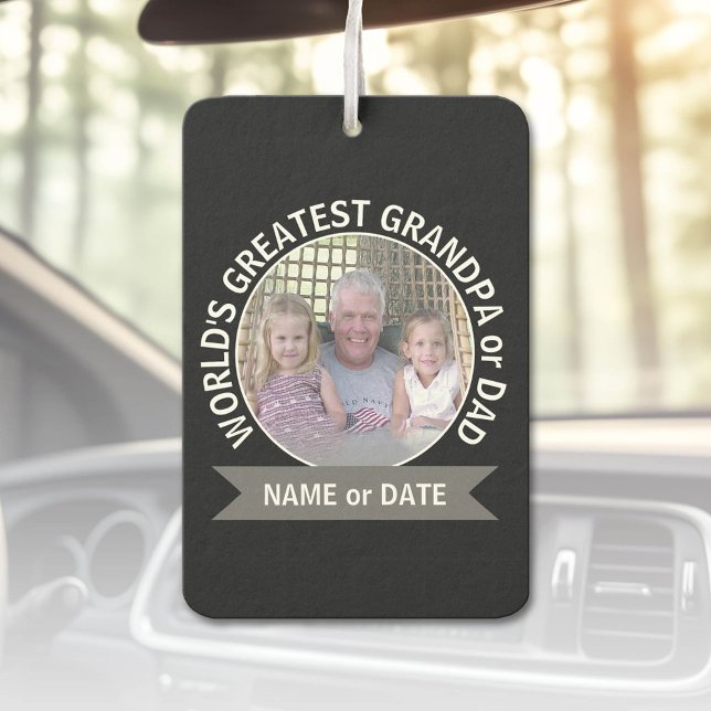 Désodorisant Pour Voiture Le plus grand papa grand-père du monde Modèle phot (Custom Air Freshener)