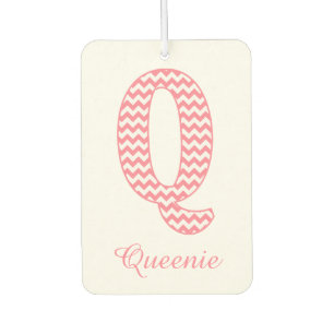 Désodorisant Pour Voiture LETTRE CHICOPIE PINGÉE Pink Classique Q MONogramme