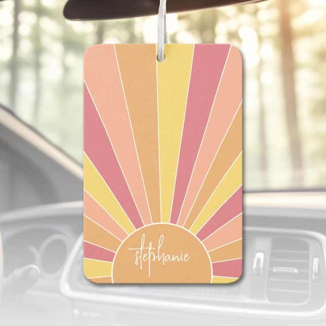 Désodorisant Pour Voiture Lever de soleil à bande rétro - pastel rainbow scr (Custom Air Freshener)
