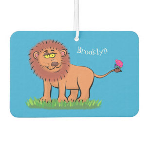 Désodorisant Pour Voiture Lion joyeux avec dessin animé de papillon