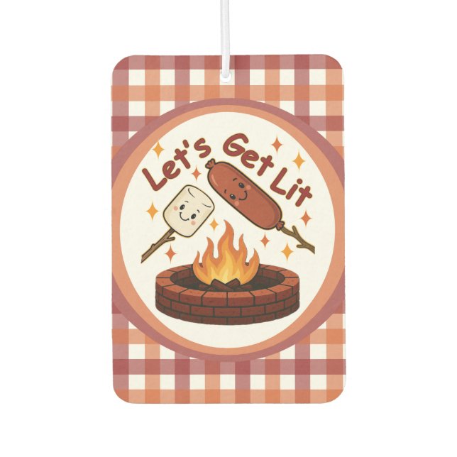Désodorisant Pour Voiture Lit Firepit - mignon Marshmallow & Hot Dog (Devant)