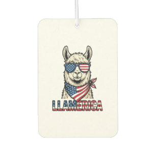 Désodorisant Pour Voiture Llamerica Lama Patriotique Design Vector Vintage_1