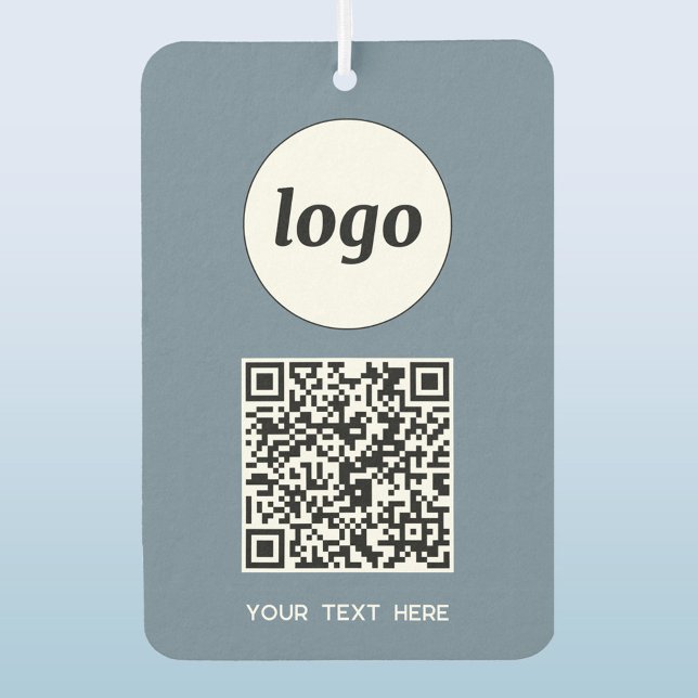 Désodorisant Pour Voiture Logo QR Code Texte Entreprise Promotion Dusty Blue (Simple logo QR code custom text business branding promotional car motor vehicle air freshener)