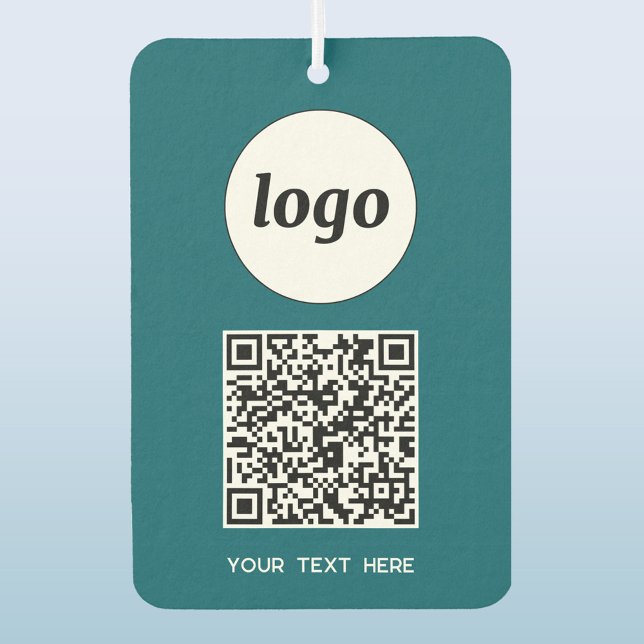 Désodorisant Pour Voiture Logo QR Code Texte Entreprise Promotion Turquoise  (Simple logo QR code custom text business branding promotional car motor vehicle air freshener)