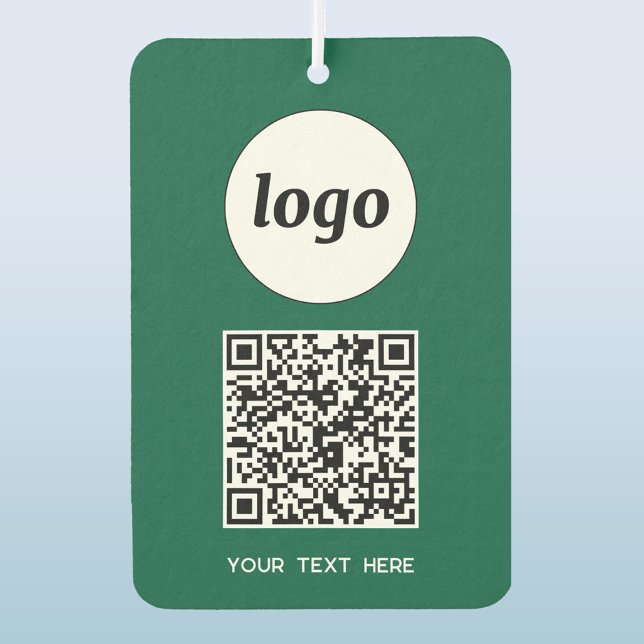 Désodorisant Pour Voiture Logo QR Code Texte Entreprise Promotion Vert (Simple logo QR code custom text business branding promotional car motor vehicle air freshener)