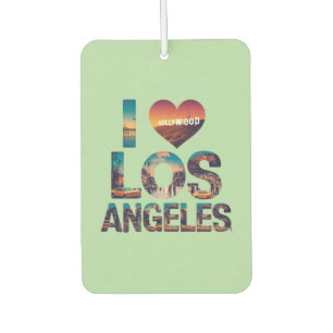 Désodorisant Pour Voiture Los Angeles Skyline Sunset & Hollywood Typographie