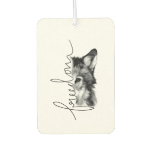 Désodorisant Pour Voiture Loup de la liberté - Art minimaliste en lignes -