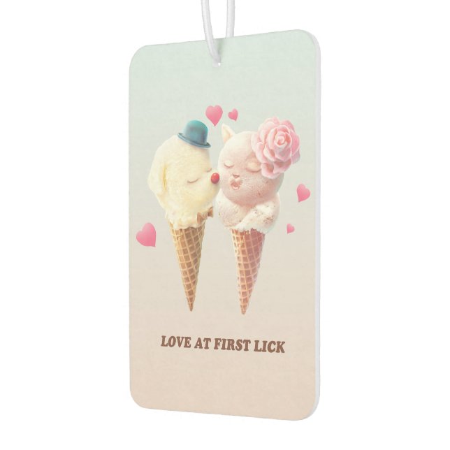 Désodorisant Pour Voiture Love at First Lick: Bichon & Cat Ice Cream Art (Gauche)