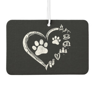 Désodorisant Pour Voiture Love Camping Chien Empreinte de patte Heart Flip F