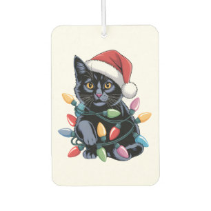 Désodorisant Pour Voiture Lumières de Noël Chat Noir Amoureux de Chats Drôle