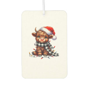 Désodorisant Pour Voiture Lumières de Noël Highland Cow Baby Noël Light