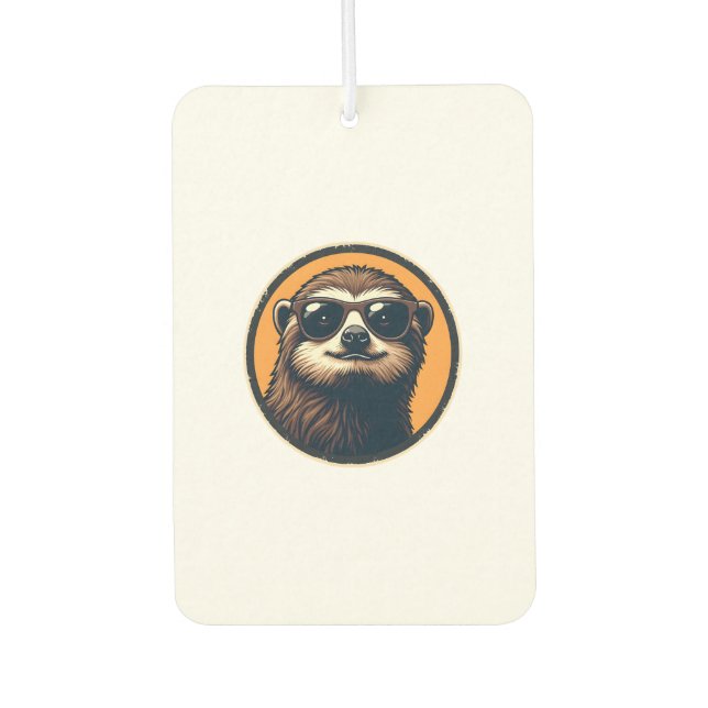 Désodorisant Pour Voiture Lunettes de soleil Vintage Sloth Badge Art Rétro 2 (Devant)