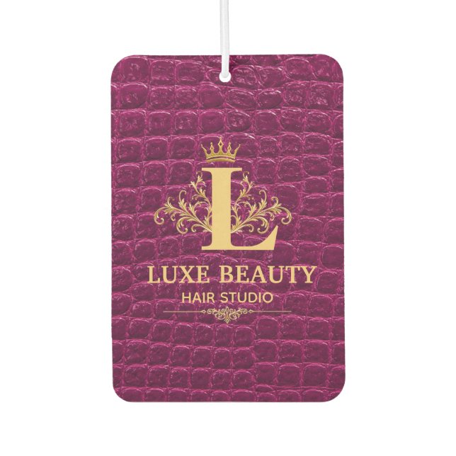 Désodorisant Pour Voiture Luxury Crocodile Leather Monogram Gold Initial  (Devant)