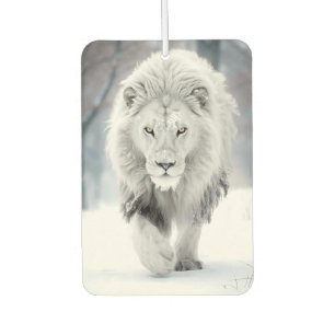 Désodorisant Pour Voiture Majestueux Lion Blanc dans un Décor de Paysage Hiv