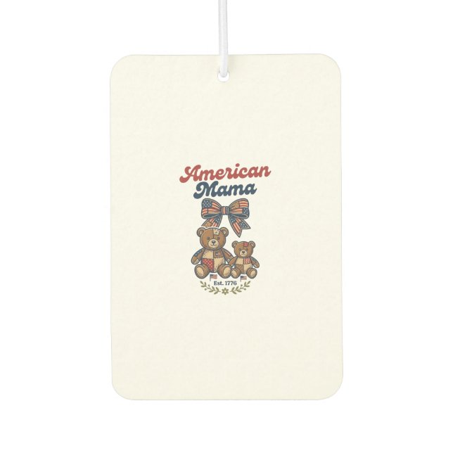 Désodorisant Pour Voiture Mama Américaine Ours Patriote Patchwork Vector Des (Devant)