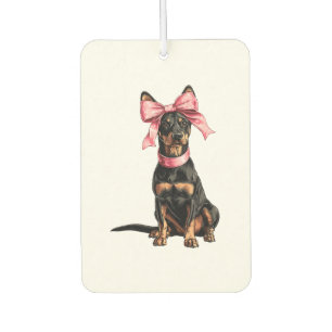 Désodorisant Pour Voiture Maman Chien Doberman Fille Rose Ruban Coquette