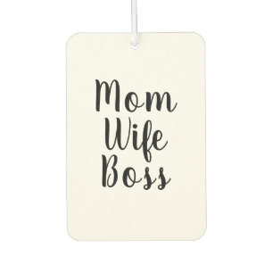 Désodorisant Pour Voiture Maman femme patron noir blanc script mignon