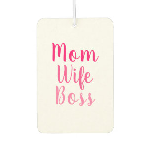 Désodorisant Pour Voiture Maman femme patron rose blanc script personnalisé