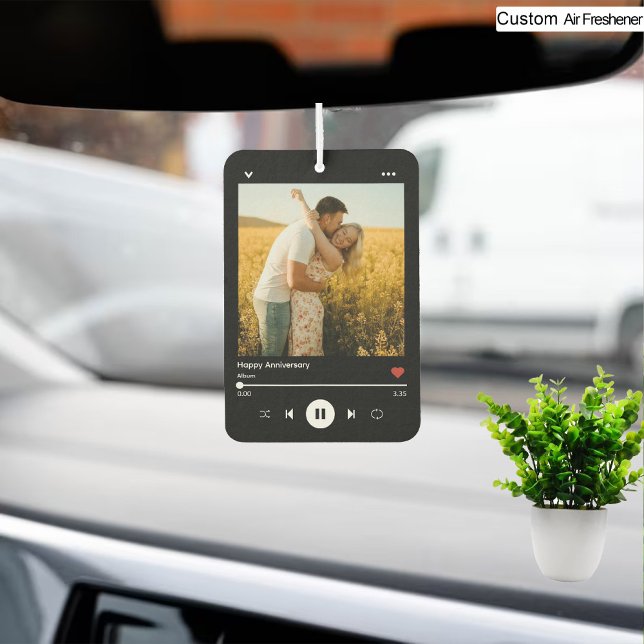 Désodorisant Pour Voiture Maman & Papa Joueur d'Anniversaire Moderne Photo (Mom & Dad Modern Anniversary Photo Music Player Air Freshener)
