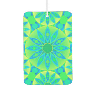 Désodorisant Pour Voiture Mandala motif, turquoise, bleu, vert citron
