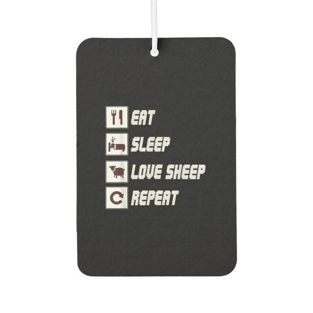 Désodorisant Pour Voiture Mange sommeil amour mouton répéter | Don de devis  (Devant)