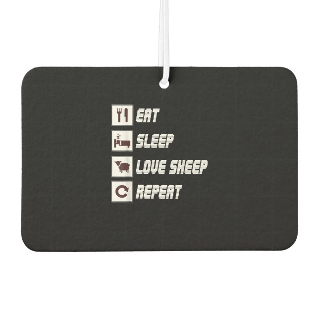 Désodorisant Pour Voiture Mange sommeil amour mouton répéter | Don de devis  (Devant)