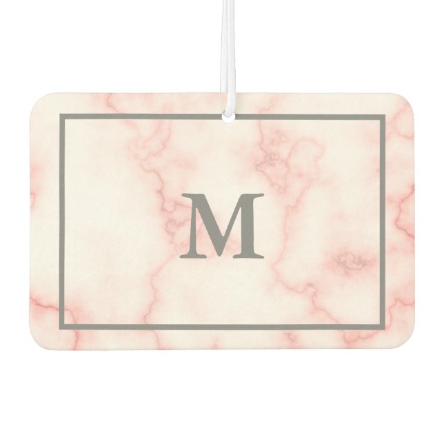 Désodorisant Pour Voiture Marbre rose Faux monogramme (Devant)