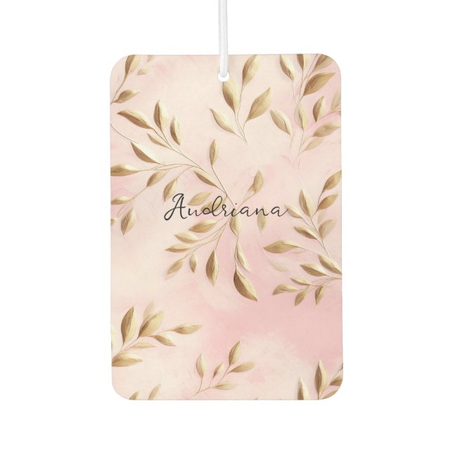 Désodorisant Pour Voiture Mariage Feuille Blush Pink Gold (Devant)