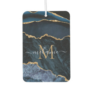 Désodorisant Pour Voiture Marine Blue Gold Votre lettre et nom Air Freshener