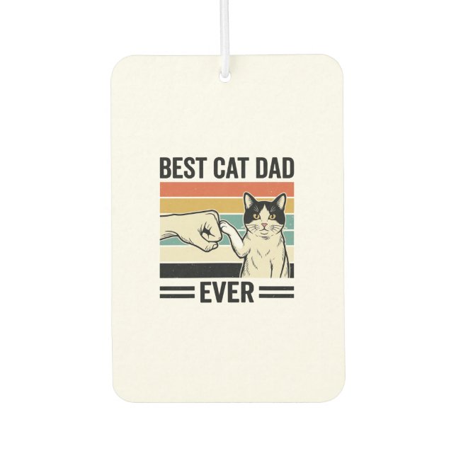 Désodorisant Pour Voiture Meilleur papa de chat rétro T-shirt de coup de poi (Devant)