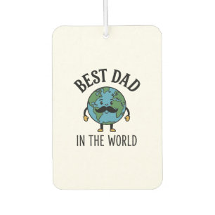 Désodorisant Pour Voiture Meilleur Papa du Monde Earth Moustache Shirt Desig