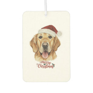 Désodorisant Pour Voiture Merry Christmas Golden Retriking chien